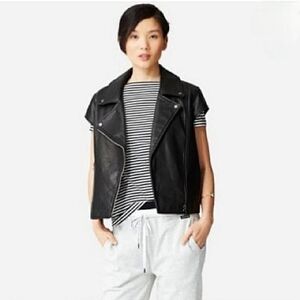 Kate Spade Black Leather Moto Vest